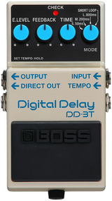 Top down of Boss DD-3T Digital Delay Tap Tempo.