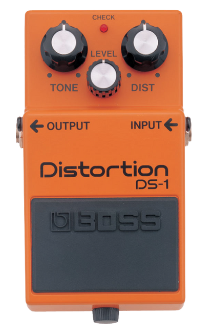 Top down of Boss DS-1 Distortion.