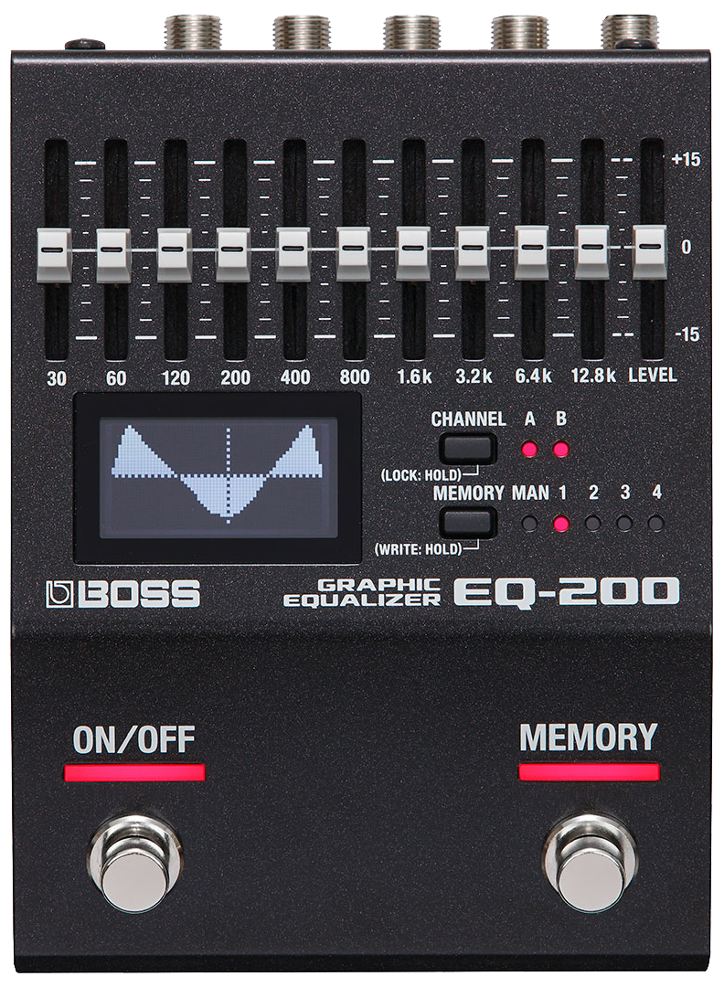 Top down of Boss EQ-200 Graphic Equalizer.