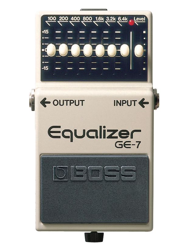 Top down of Boss GE-7 Graphic Equalizer.