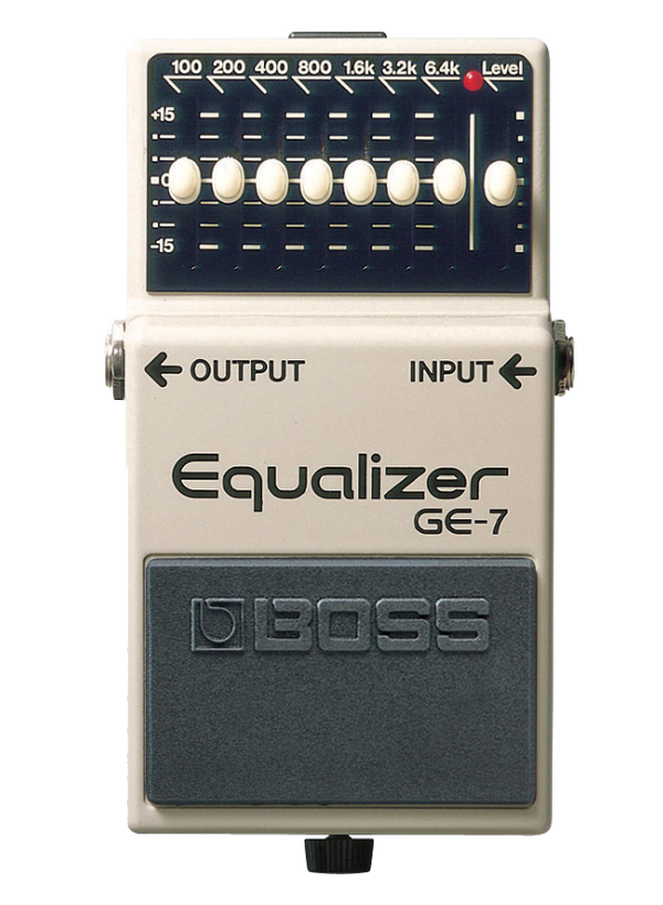 Top down of Boss GE-7 Graphic Equalizer.