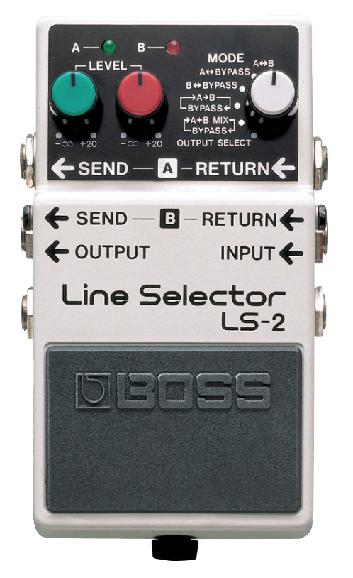 Top down of Boss LS-2 Line Selector/Power Supply.