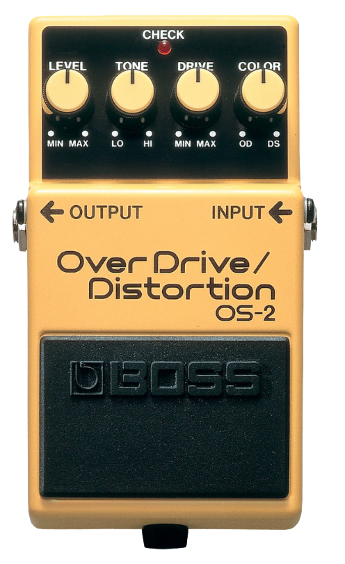 Top down of Boss OS-2 Overdrive/Distortion.