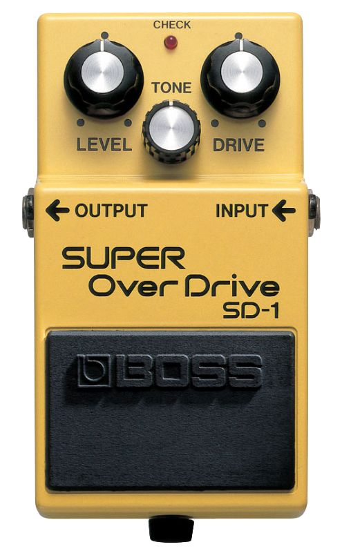 Top down of Boss SD-1 Super Over Drive.