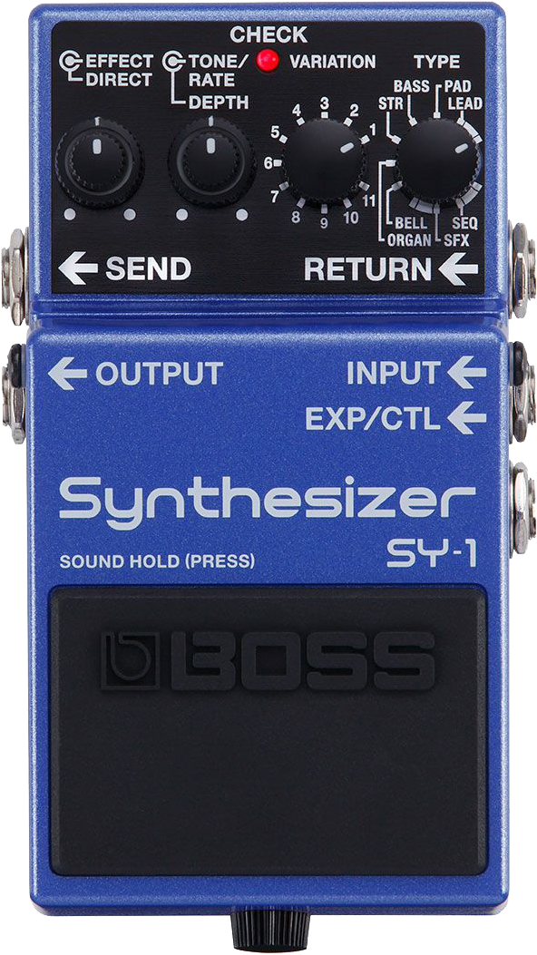 Top down of Boss SY-1 Synthesizer.