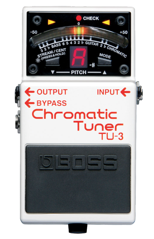 Top down of Boss TU-3 Chromatic Tuner.