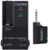Top down of Boss WL-50 Guitar Wireless System contents.