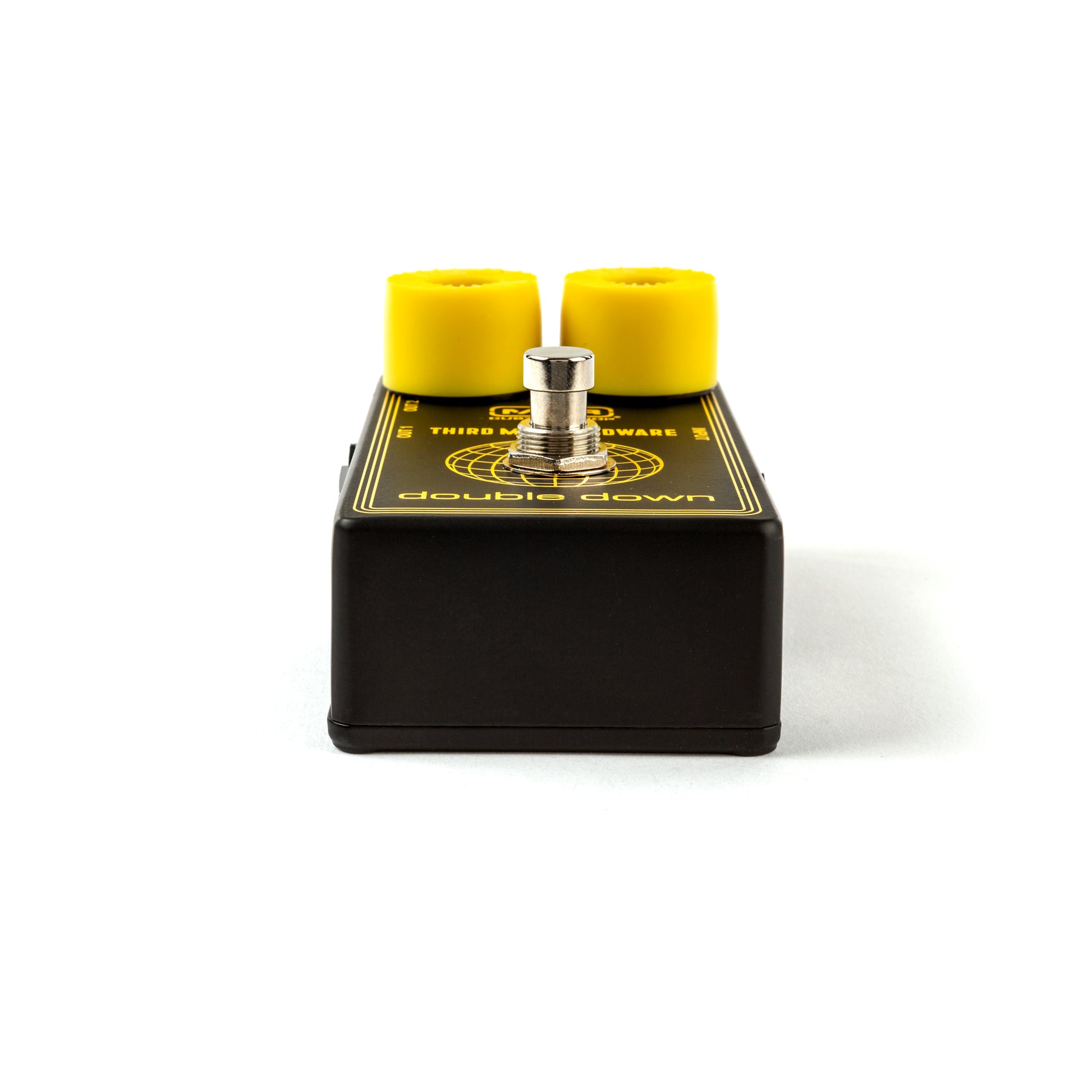 Front angle of MXR X Third Man Hardware Double Down Pedal with white background.