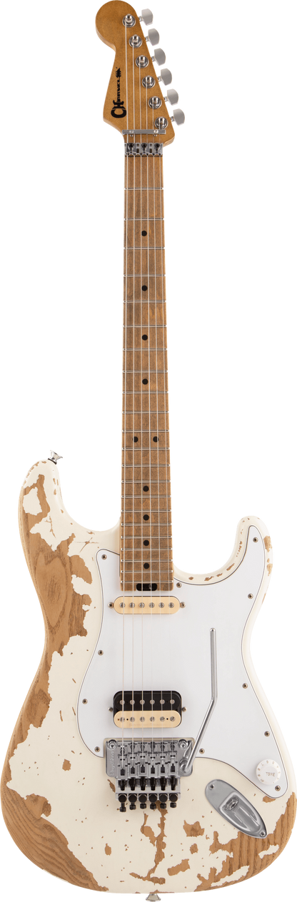 Full frontal of Charvel Henrik Danhage Limited Edition Signature Pro-Mod So-Cal Style 1 HS FR M MP White Relic.