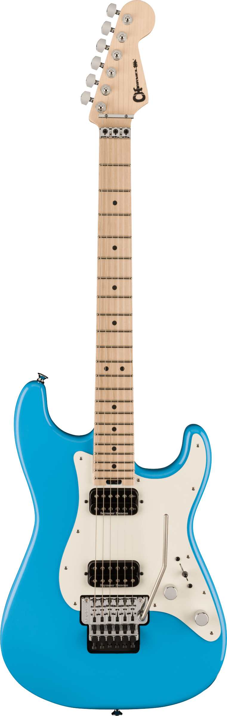 Full frontal of Charvel Pro-Mod So-Cal Style 1 HH FR M Maple Fingerboard Infinity Blue.