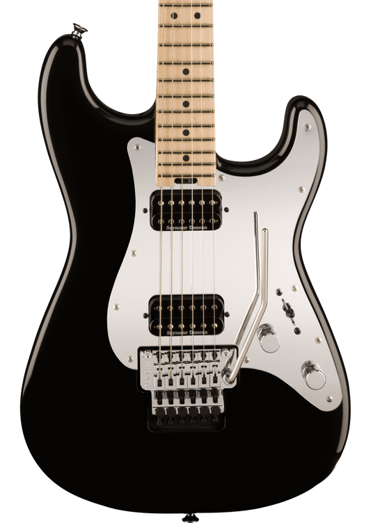 Front of Charvel Pro-Mod So-Cal Style 1 HH FR Maple Fingerboard Gloss Black.