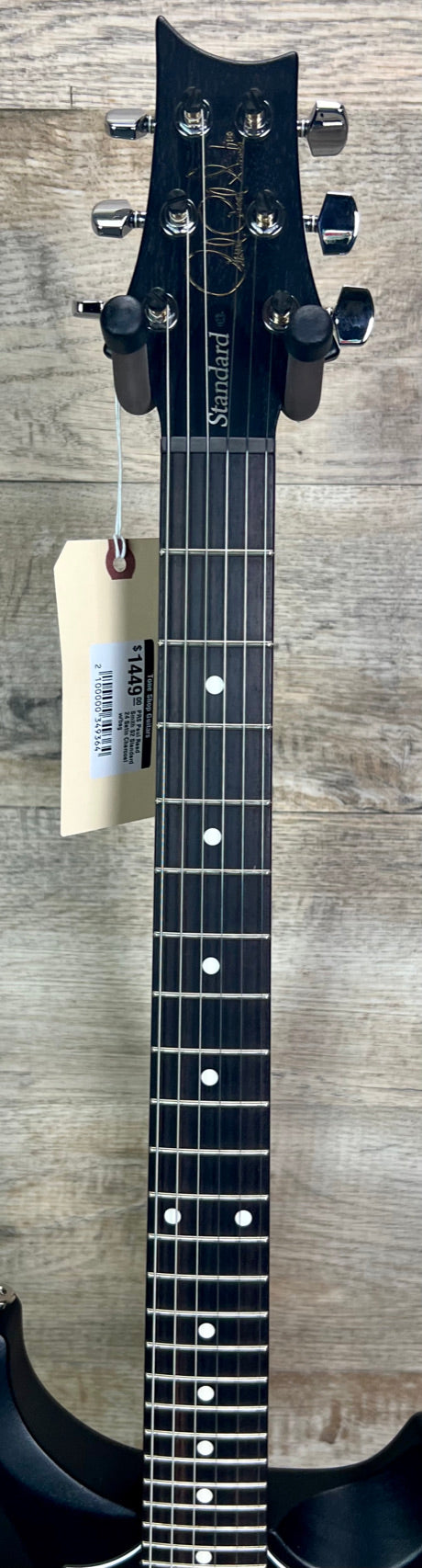 Neck and headstock of PRS Paul Reed Smith S2 Standard 24 Satin Charcoal.