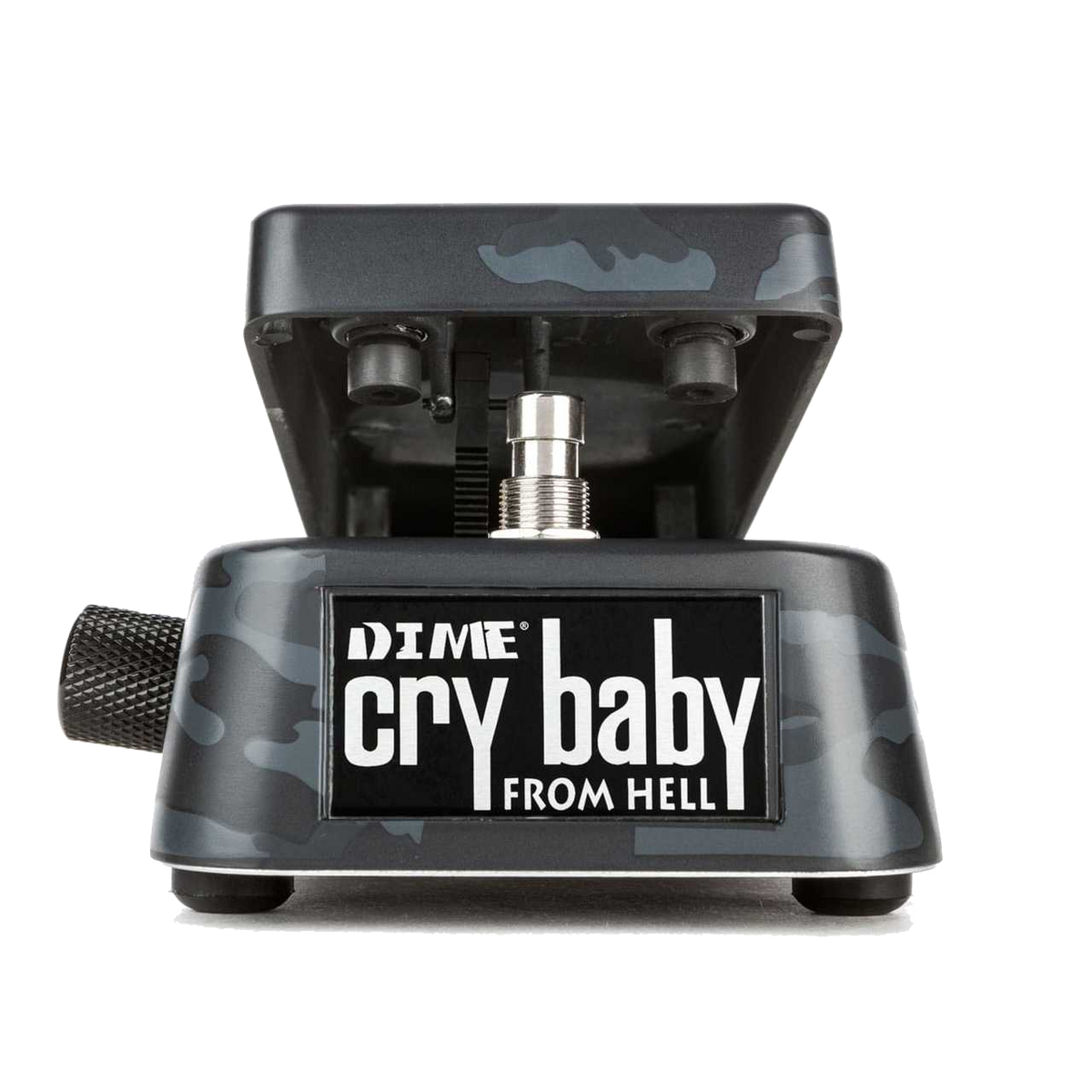 Front of Dunlop DB01B Dimebag Cry Baby From Hell Wah Black Camo.