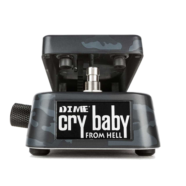 Front of Dunlop DB01B Dimebag Cry Baby From Hell Wah Black Camo.