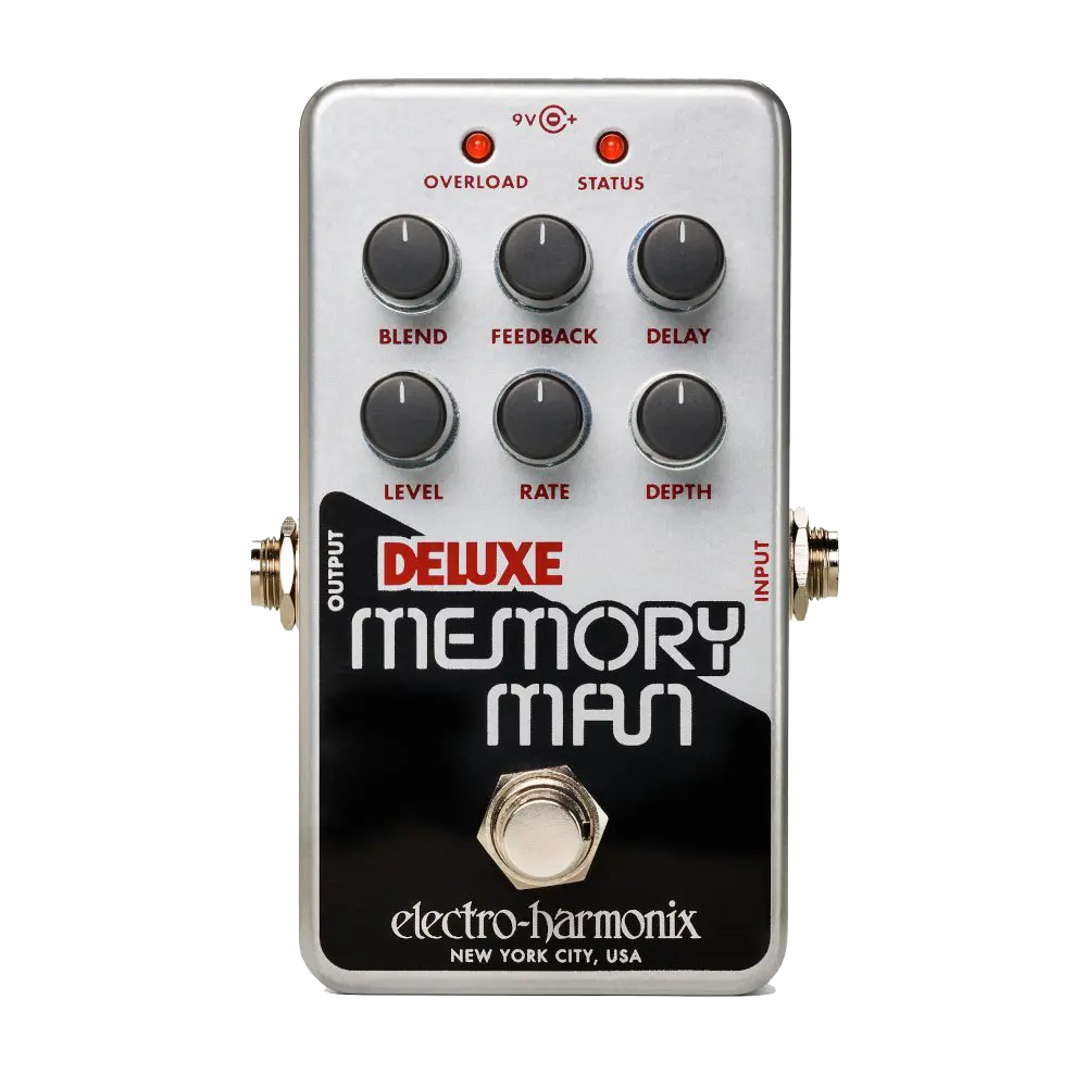 Top down of EHX Electro-Harmonix Nano Deluxe Memory Man Analog Delay.