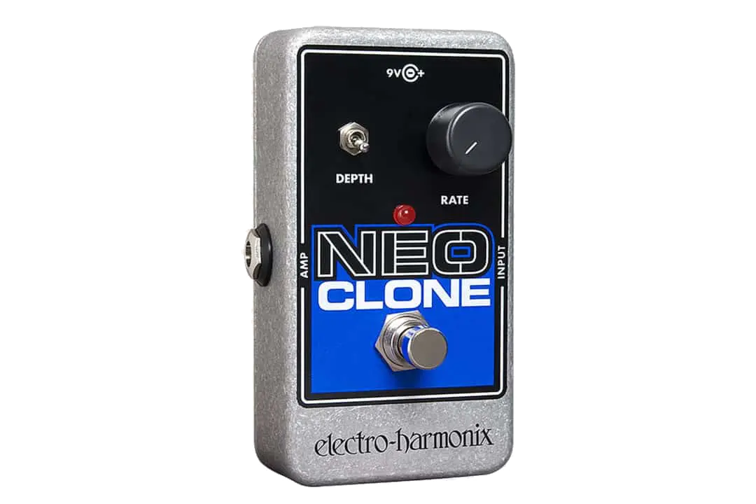 Front left angle of EHX Electro-Harmonix Neo Clone.