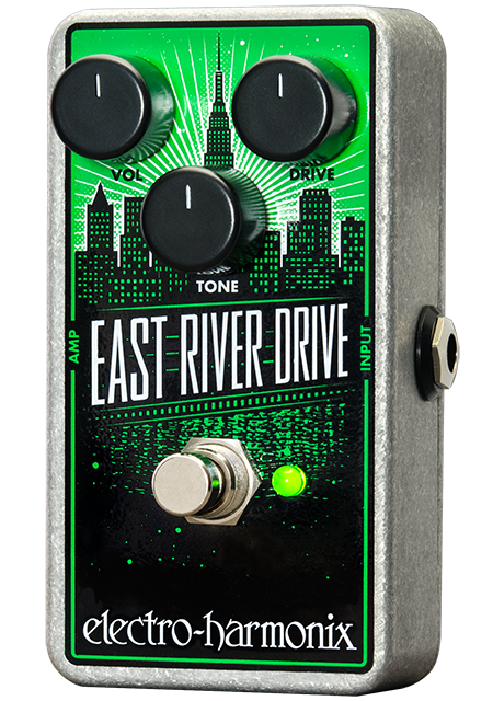 Top down of EHX Electro-Harmonix East River Drive OD Pedal.