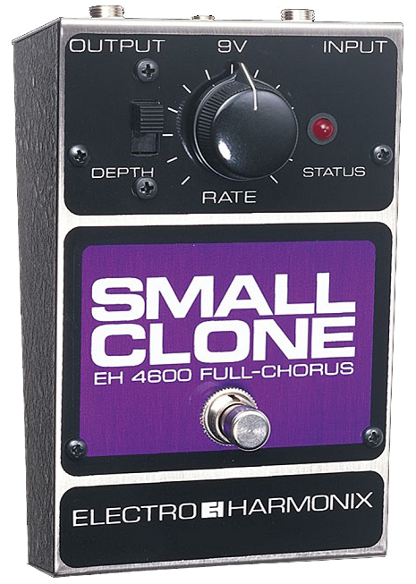 Front left angle of EHX Electro-Harmonix Small Clone.