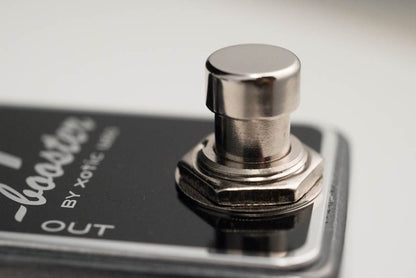 Close up of Xotic EP Booster button.