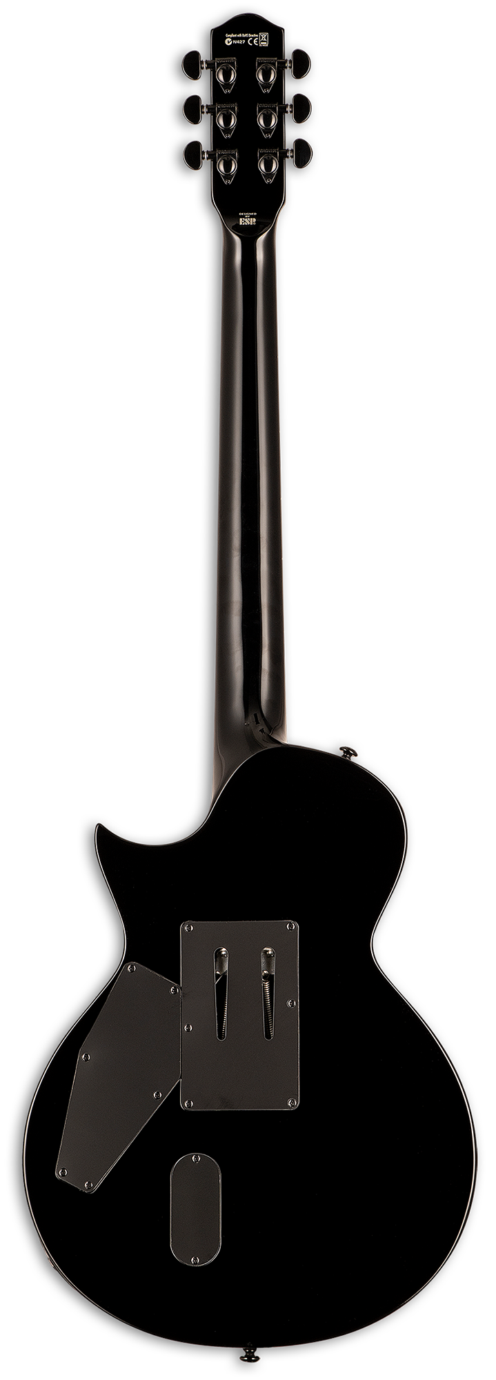 Back of ESP LTD KH-3 Kirk Hammett Signature Black w/Spider Graphic .