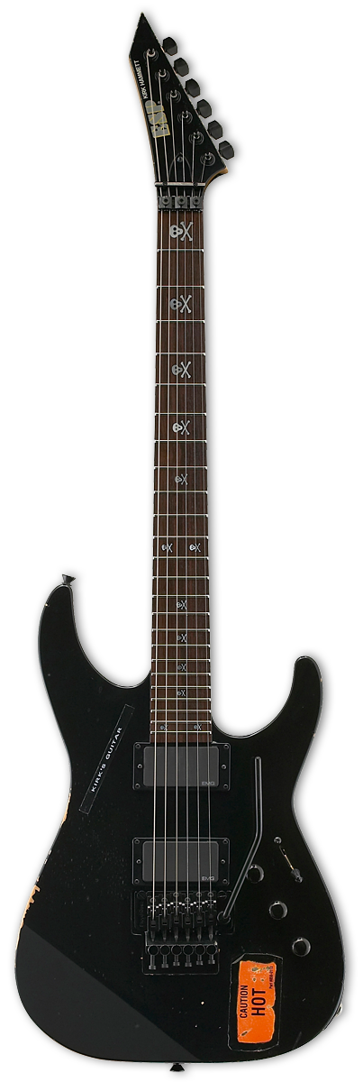 Full frontal of ESP KH-2 Vintage Kirk Hammett Signature Series Distressed Black.