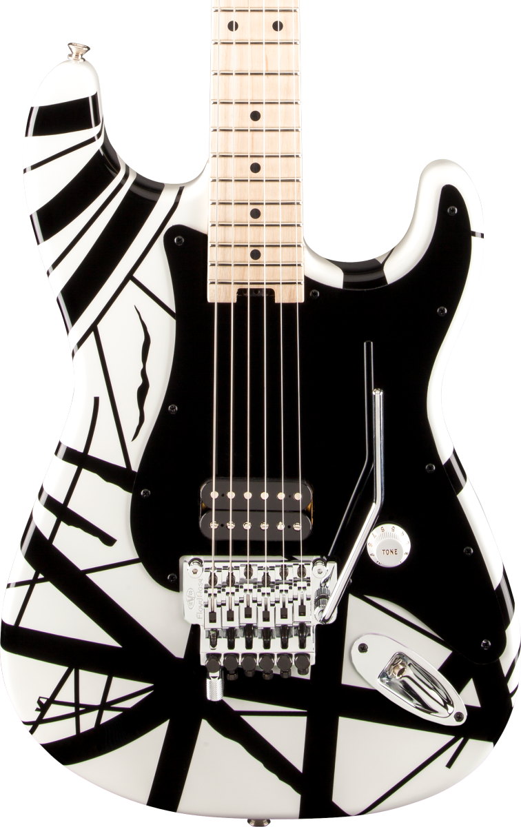 Front of EVH Stripe Series White/Black.