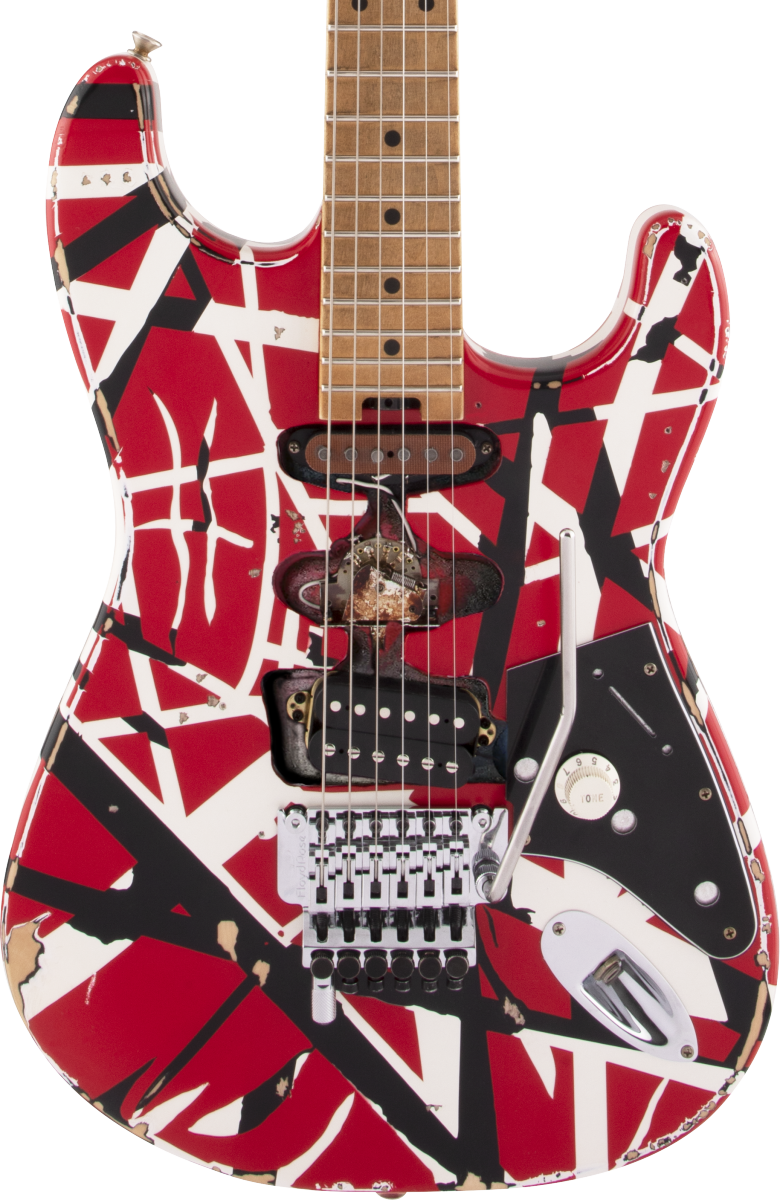 EVH worn electric guitar striped series Frankie red body with Black Stripes Tone Shop Guitars DFW