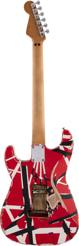 Back of Red EVH worn electric guitar with Black Stripes Tone Shop Guitars Dallas