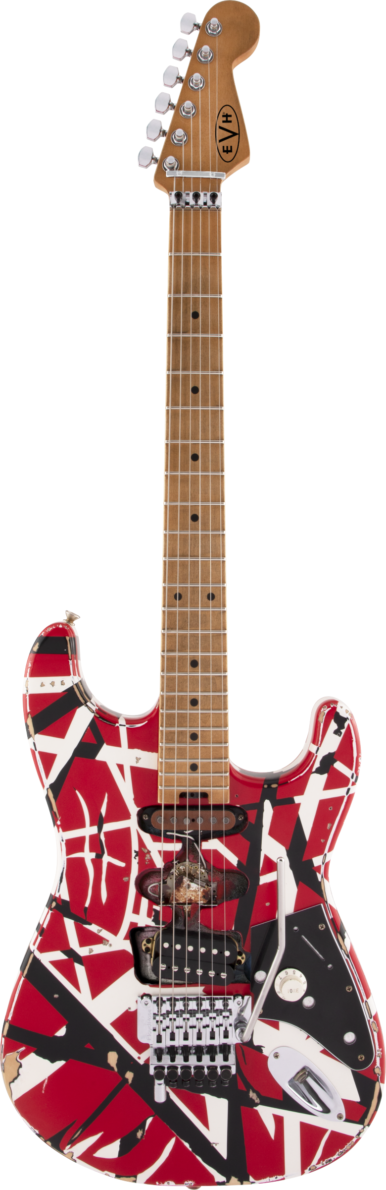 Red EVH worn electric guitar striped series Frankie with Black Stripes Tone Shop Guitars DFW