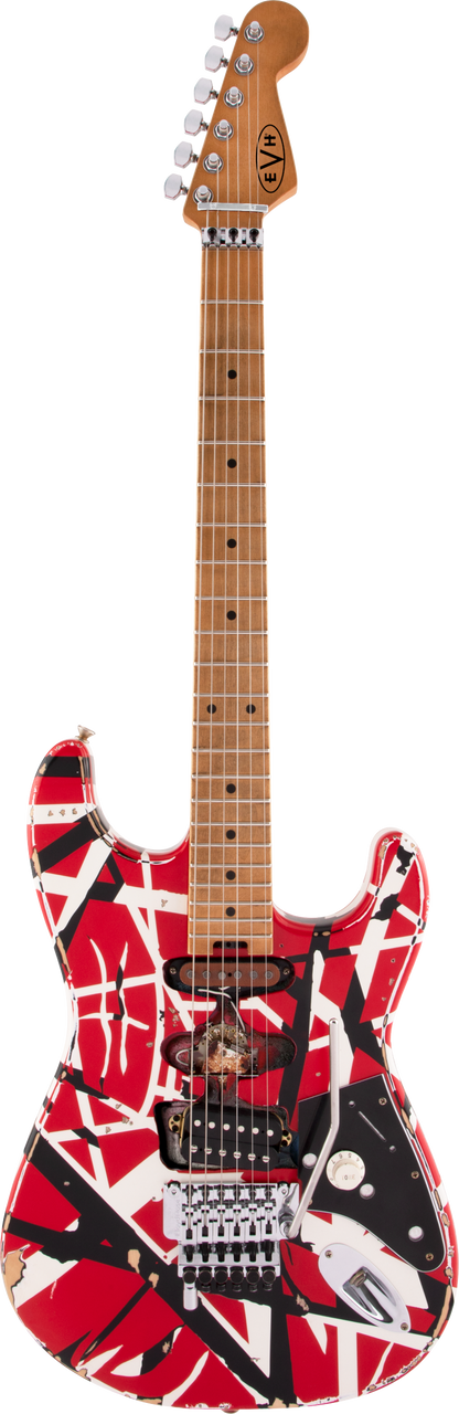 Red EVH worn electric guitar striped series Frankie with Black Stripes Tone Shop Guitars DFW
