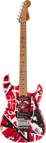 Red EVH worn electric guitar striped series Frankie with Black Stripes Tone Shop Guitars DFW