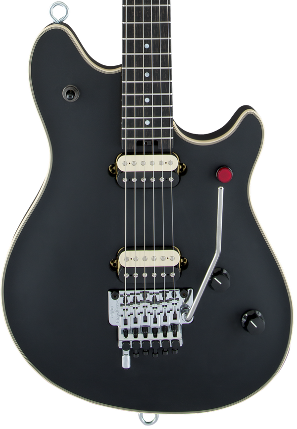 Front of EVH Wolfgang USA Edward Van Halen Signature Stealth.
