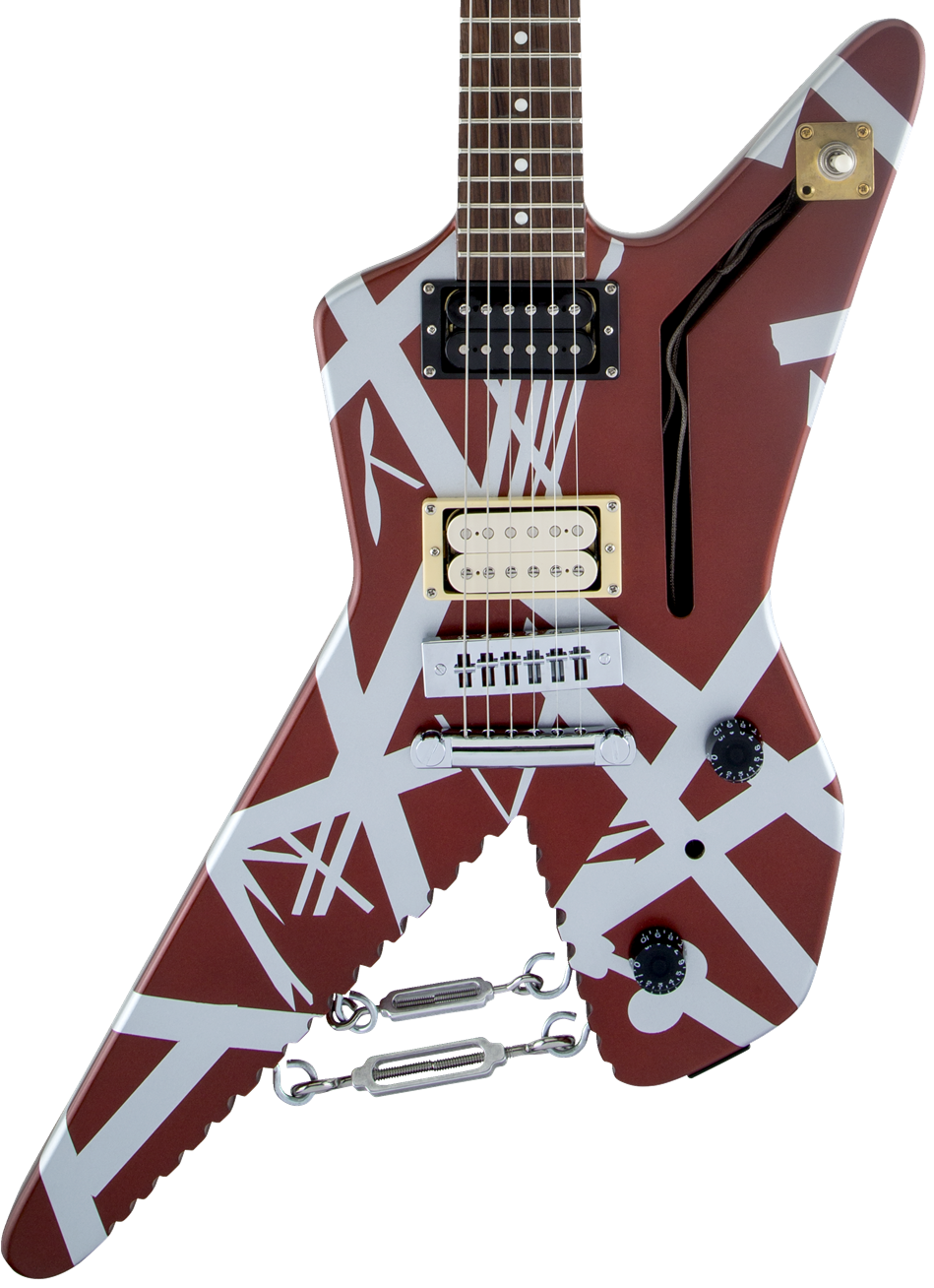 EVH Striped Series Shark Burgundy w/Silver Stripes