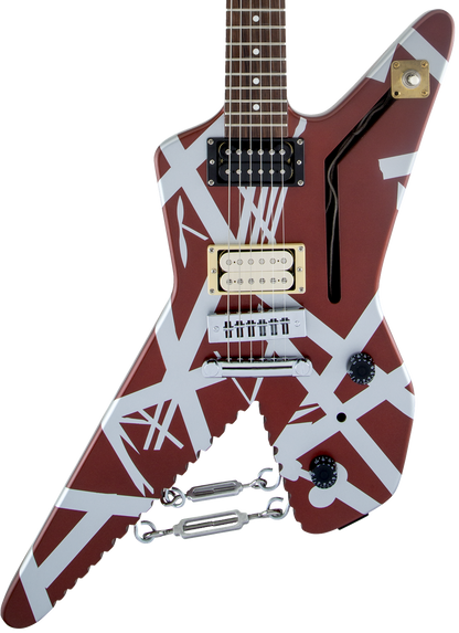 EVH Striped Series Shark Burgundy w/Silver Stripes