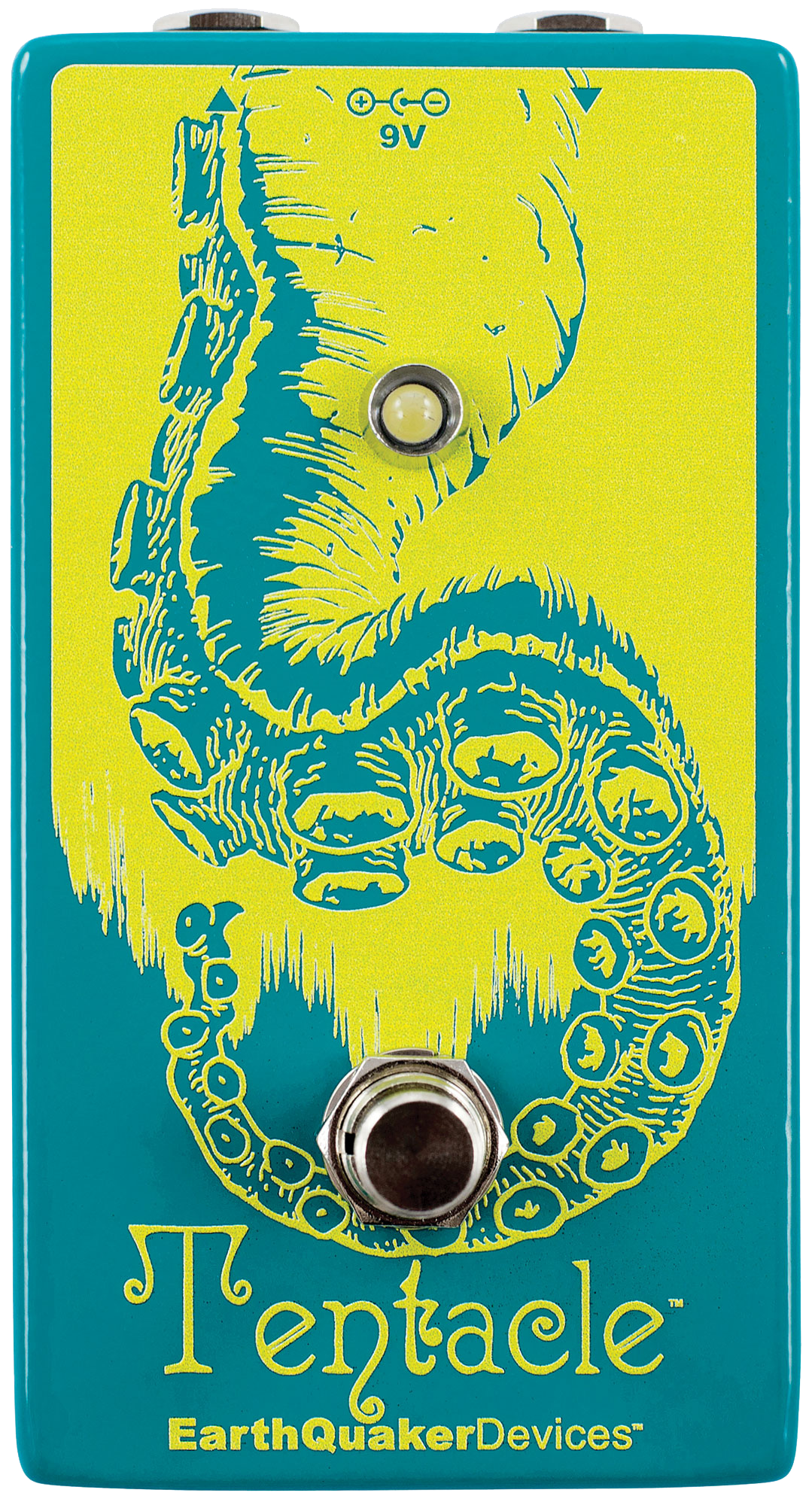 Top down of EarthQuaker Devices Tentacle Analog Octave Up V2.