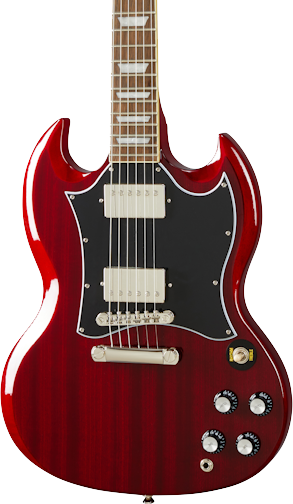 Front of Epiphone SG Standard Cherry.