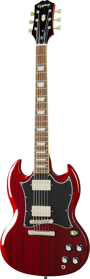 Full frontal of Epiphone SG Standard Cherry.