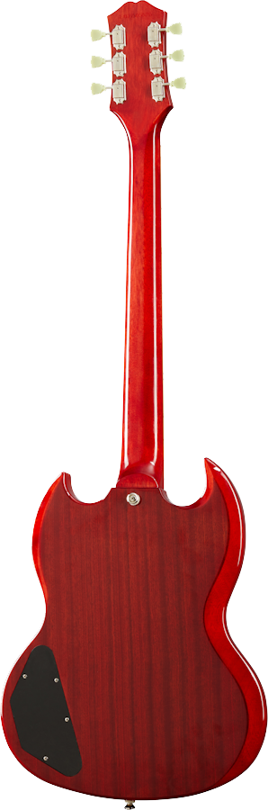 Back angle of Epiphone SG Standard '61 Maestro Vibrola Vintage Cherry.