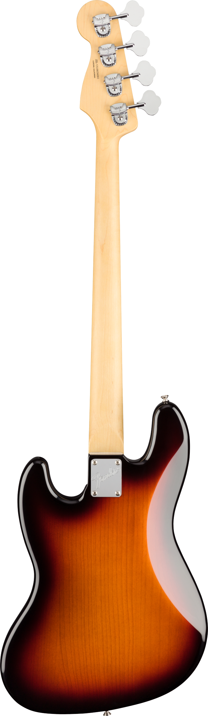 Back of Fender American Performer Jazz Bass RW 3-Color Sunburst.