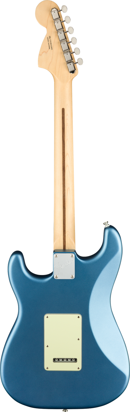 Back of Fender American Performer Stratocaster MP Satin Lake Placid Blue.