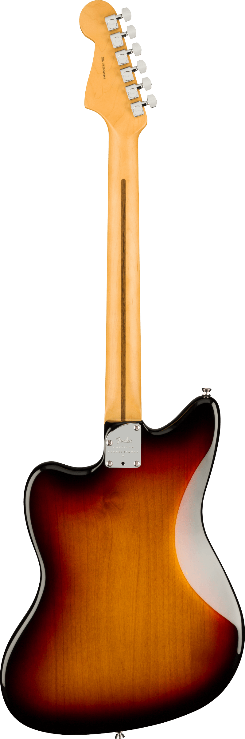 Back of Fender American Professional II Jazzmaster RW 3-Color Sunburst.