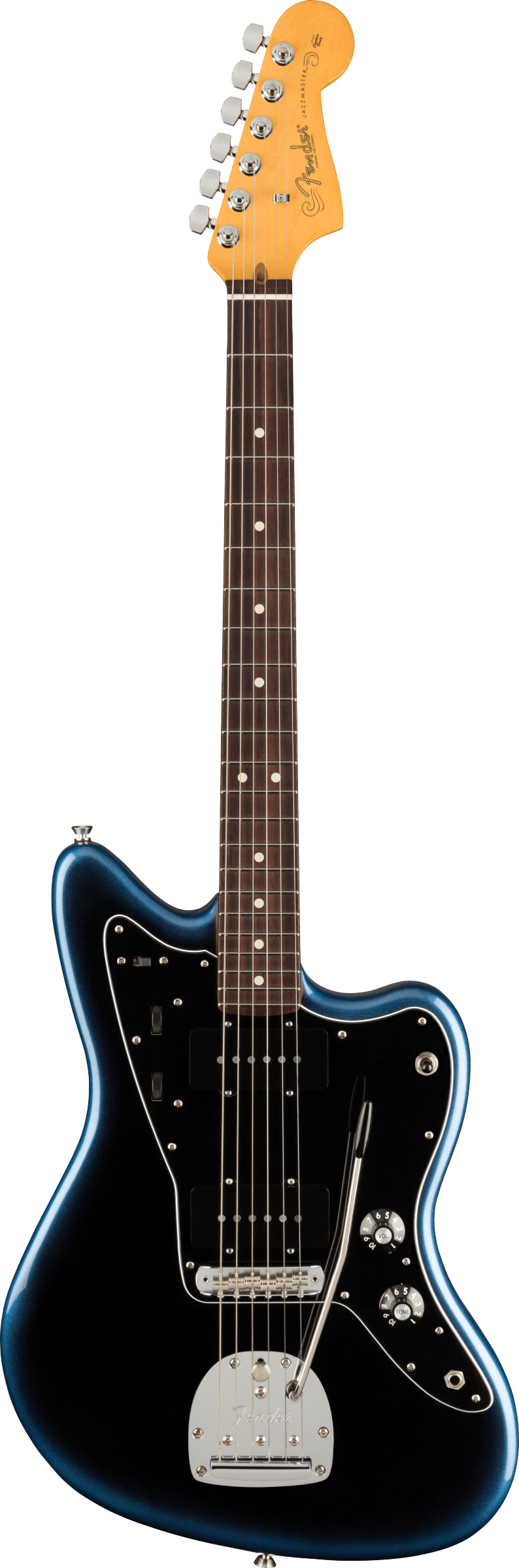 Full frontal of Fender American Professional II Jazzmaster RW Dark Night.