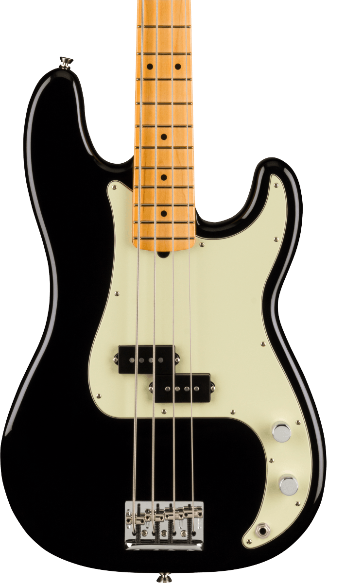 Front of Fender American Professional II Precision Bass MP Black.