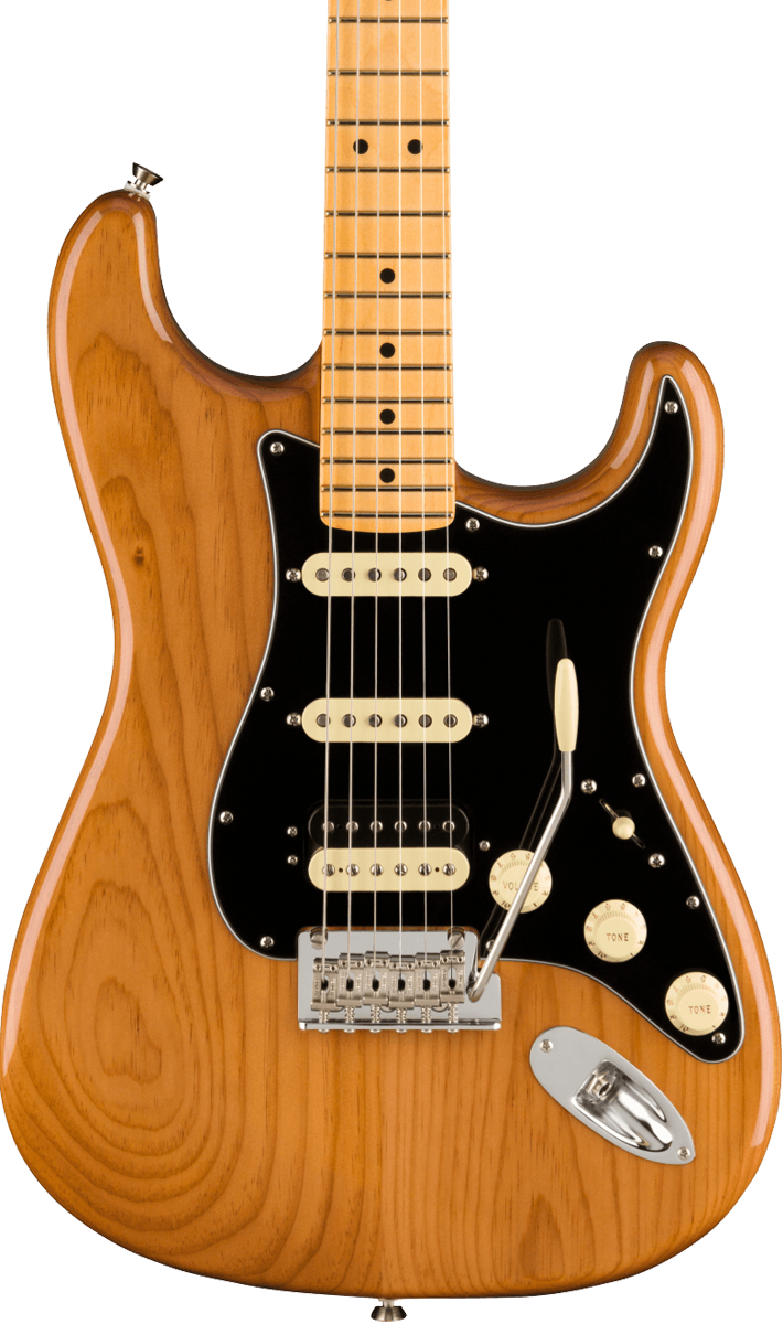 Front of Fender American Professional II Stratocaster HSS MP Roasted Pine.