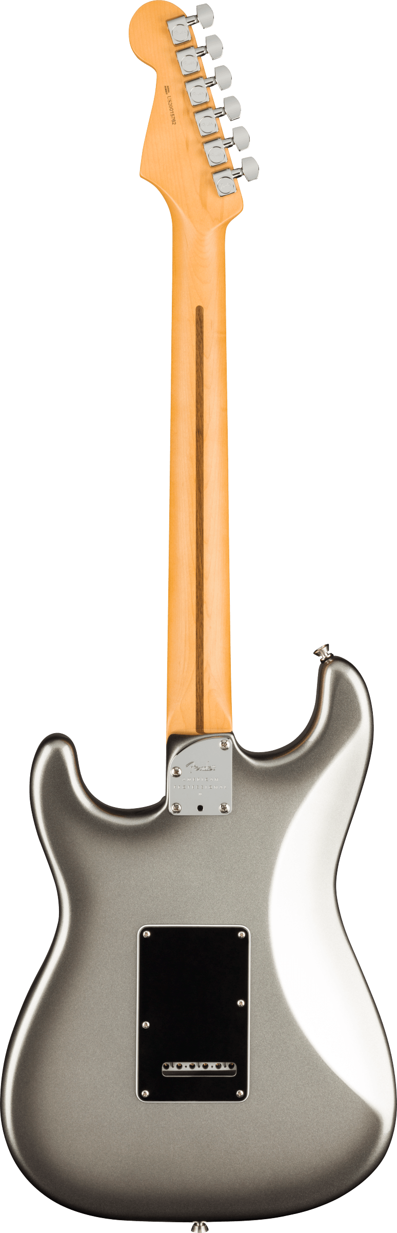 Back of Fender Stratocaster electric guitar in Mercury Tone Shop Guitars Dallas TX