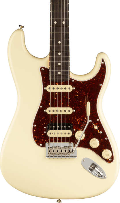 Front of Fender American Professional II Stratocaster HSS RW Olympic White.