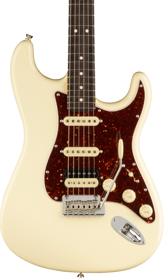 Front of Fender American Professional II Stratocaster HSS RW Olympic White.