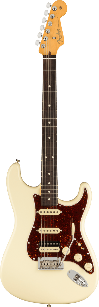 Full frontal of Fender American Professional II Stratocaster HSS RW Olympic White.
