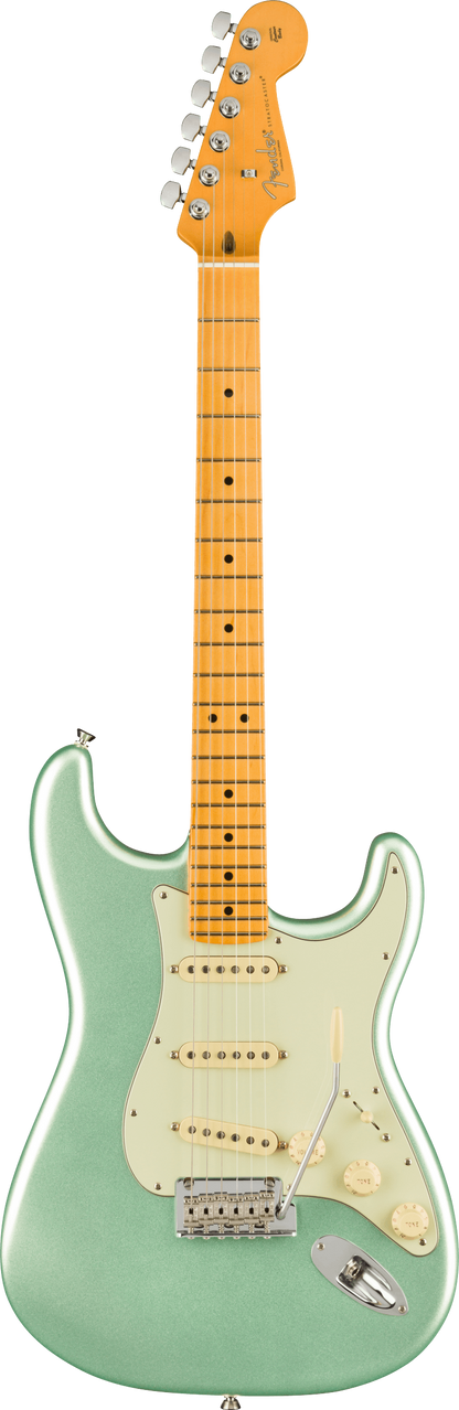 Full frontal of Fender American Professional II Stratocaster MP Mystic Surf Green.
