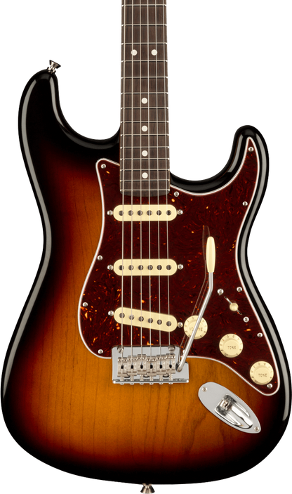 Front of Fender American Professional II Stratocaster RW 3-Color Sunburst.